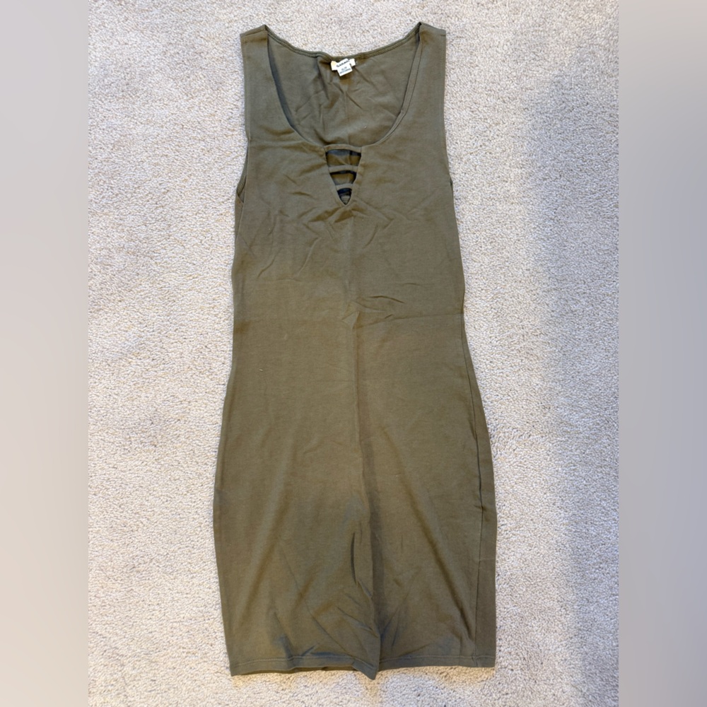 Garage Khaki Cutout Mini Dress